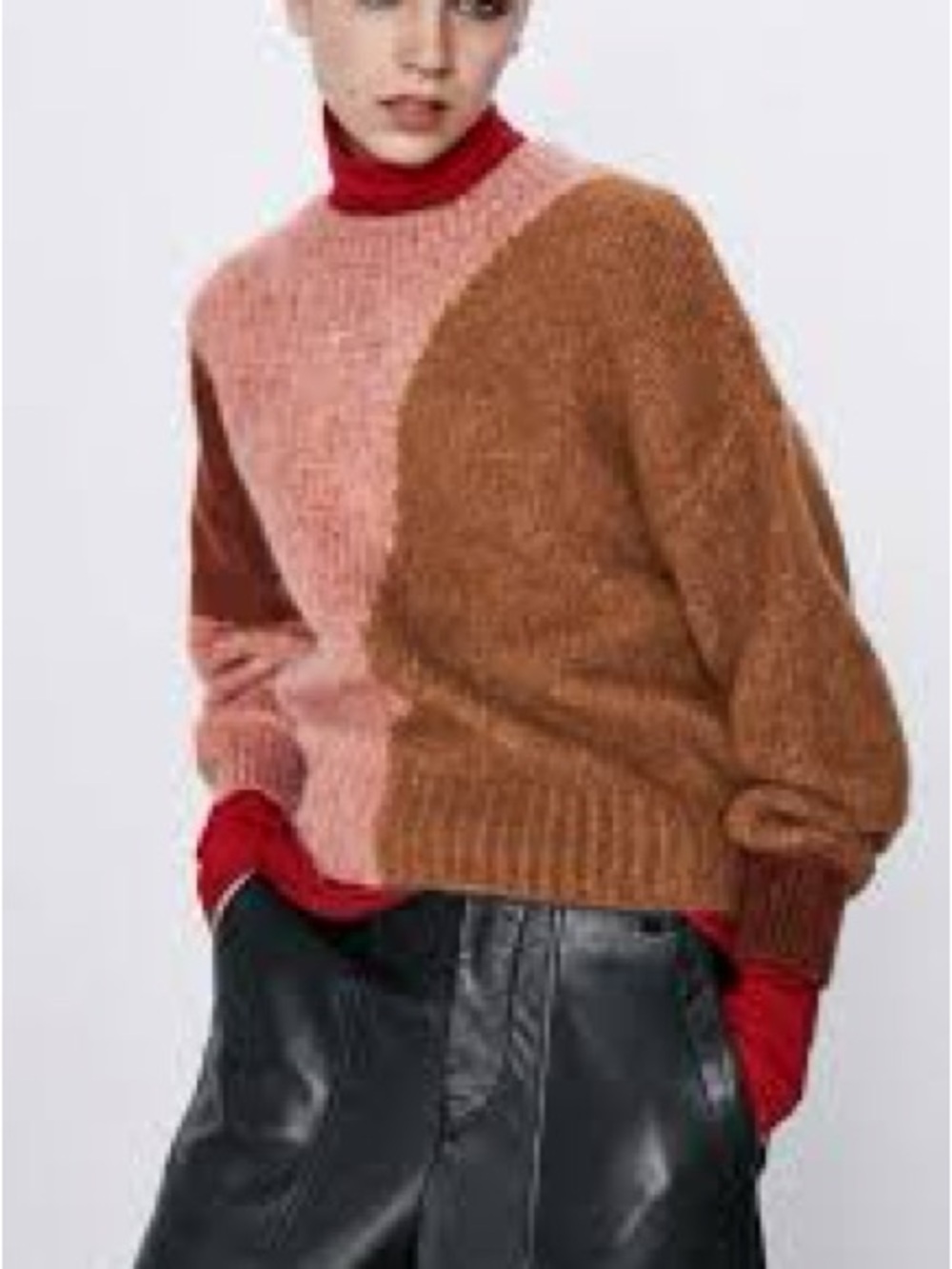 ZARA Color-Block Oversized Knit Sweater